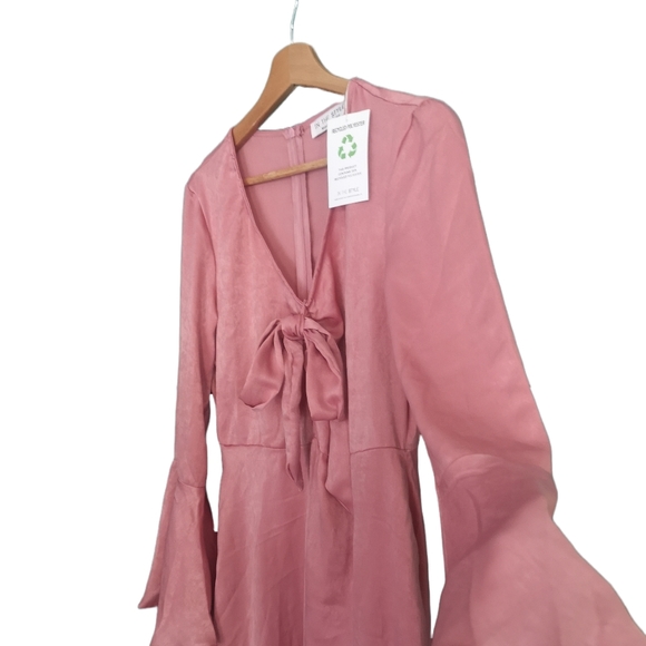 Stacy Solomon Pink Recycled Tie Front Dipped Hem Maxi Dress BNWT - Picture 7 of 13